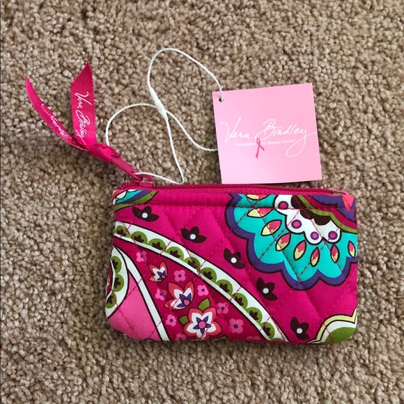 NWT Vera Bradley Pink and Green Patterned Coin Pouch - Picture 1 of 7